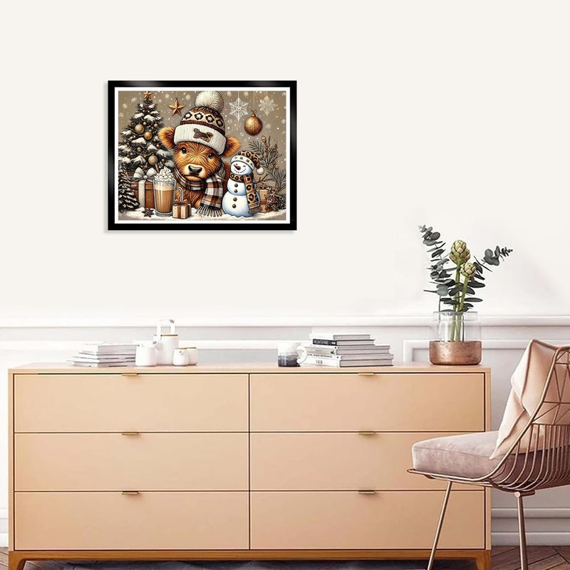 MBNTJHT Highland Cow Stamped Cross Stitch Kits for Adults,Christmas 11CT Cross Stitch Kits for Beginners,DIY Needlepoint Embroidery Patterns Art Crafts Kit for Home Decor Gifts 12X16 Inch. - Image 3